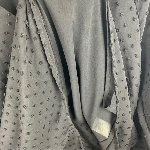 West Kei Black Swiss Dot Bracelet Sleeve Blouse - Picture 7 of 8